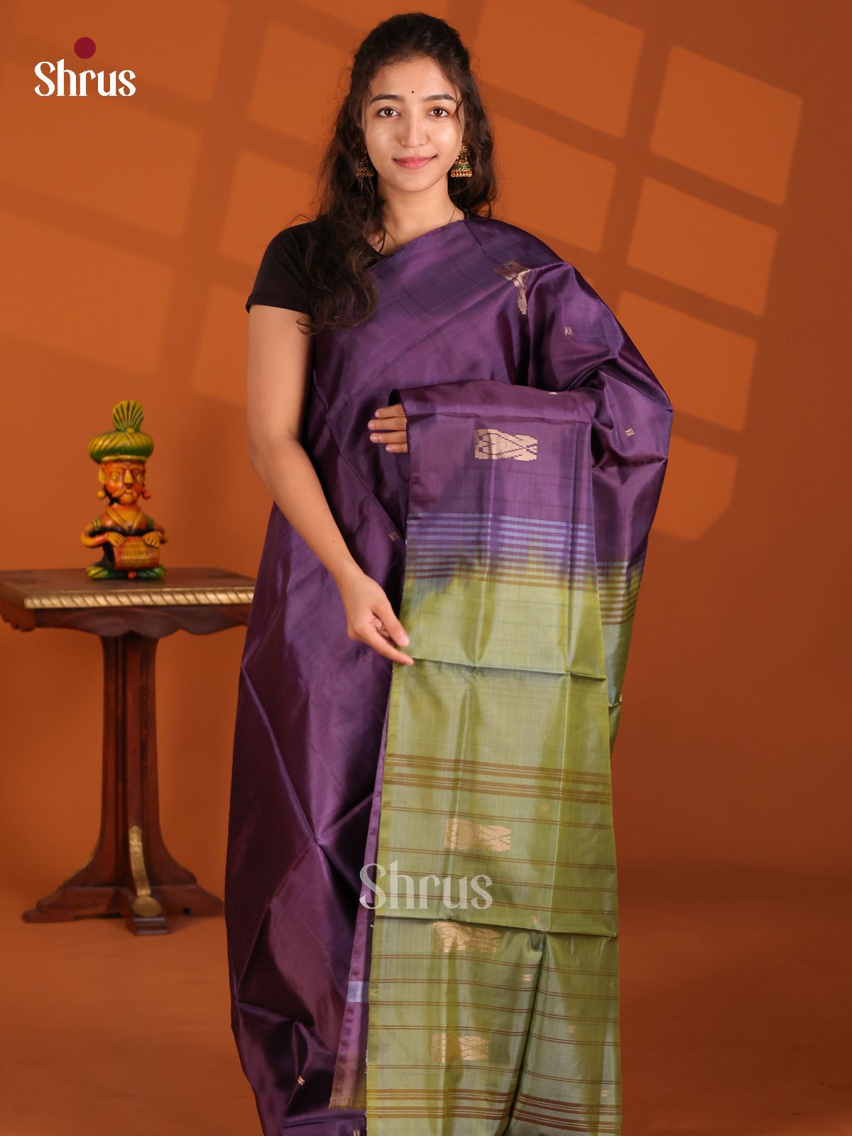 Violet & Green- Banana Pith Saree - Shop on Shrus.com
