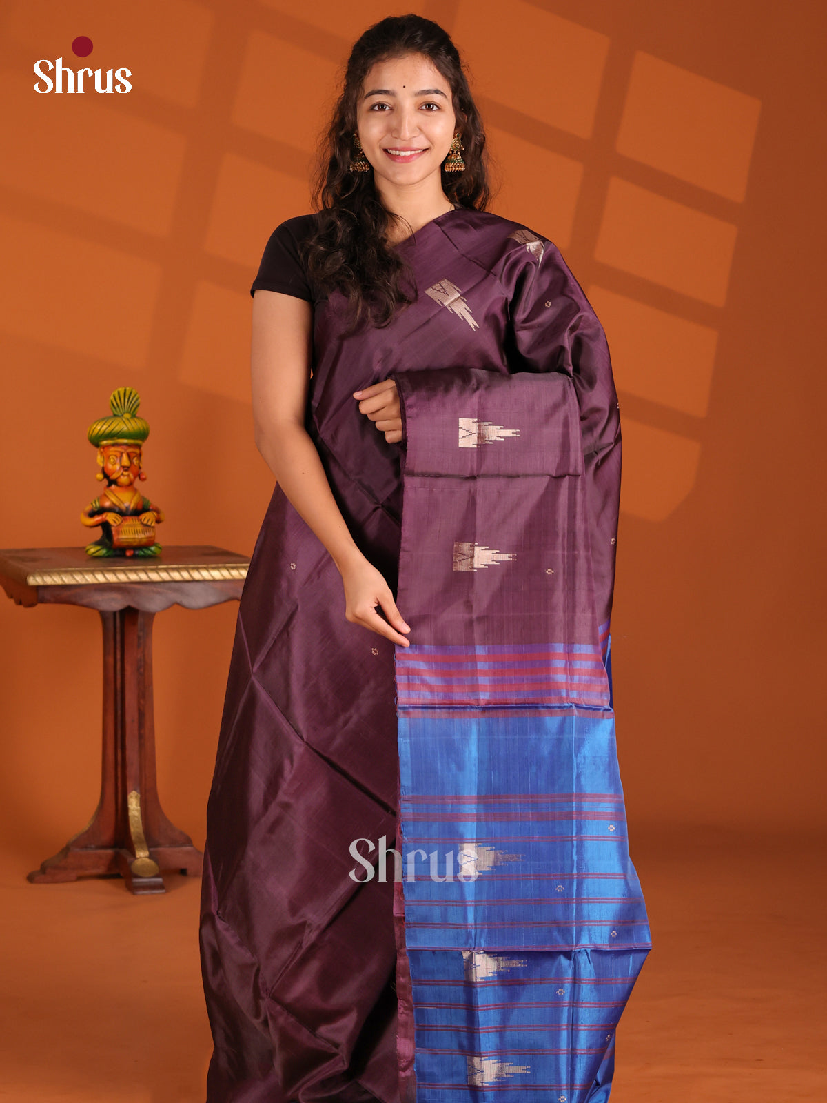 Jamun & Blue- Banana Pith Saree - Shop on Shrus.com