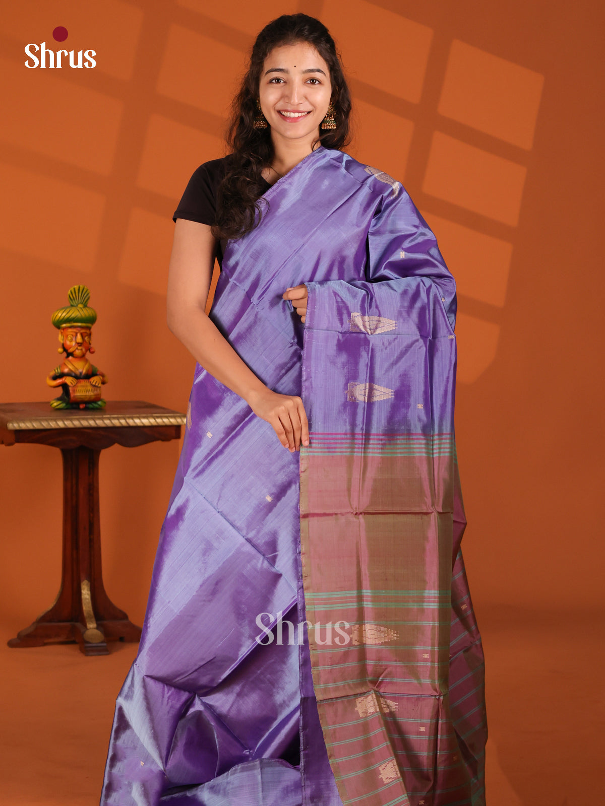 Purple & Brown - Banana Pith Saree - Shop on Shrus.com