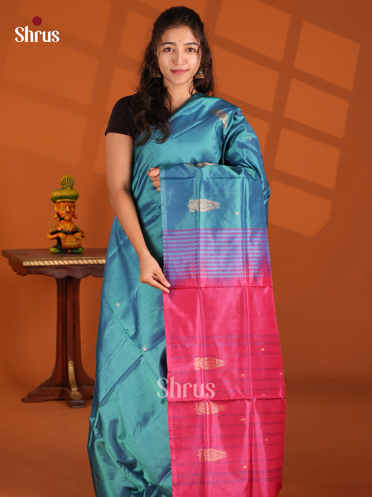 Blue & Pink- Banana Pith Saree