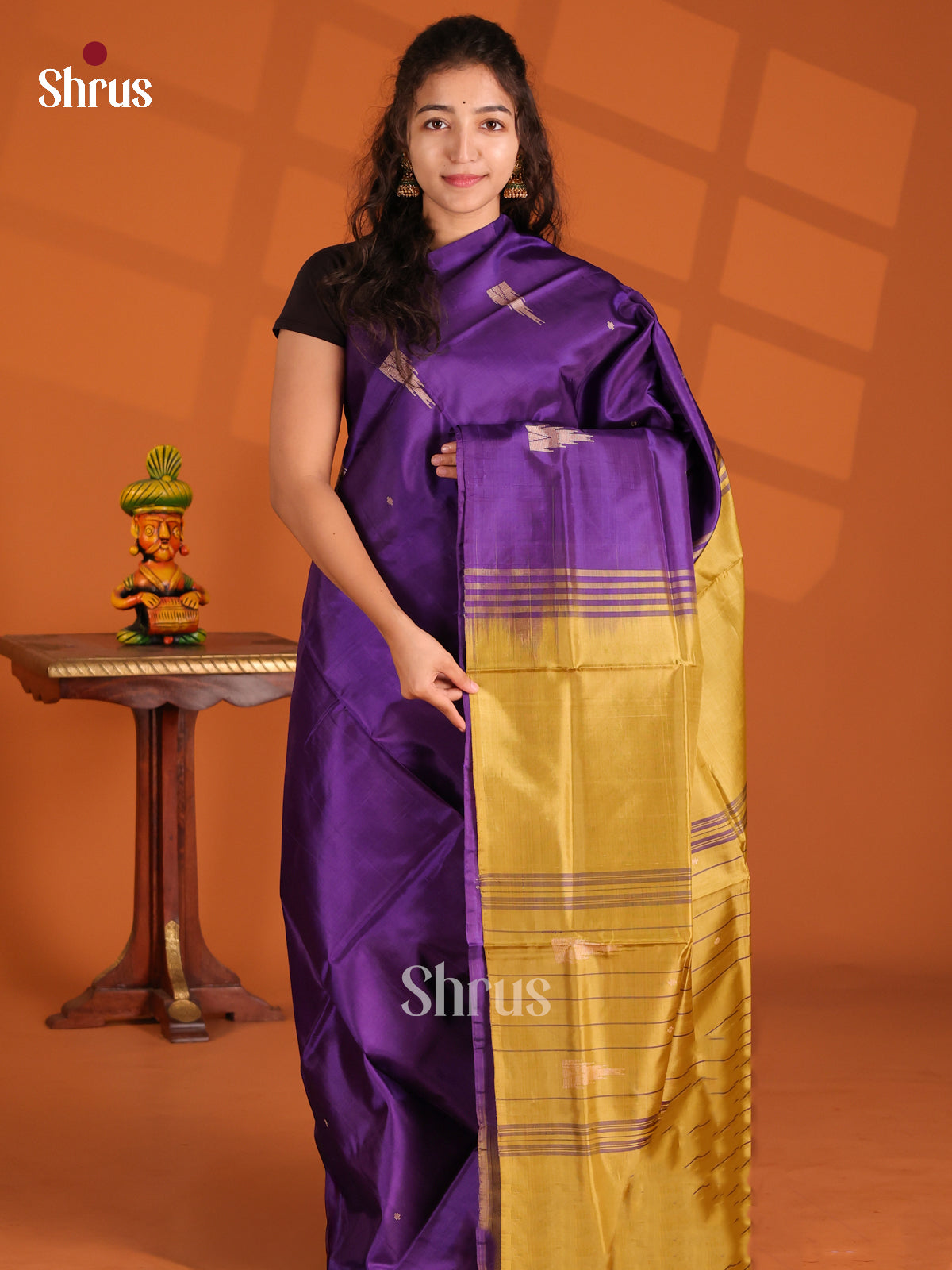 Violet & Beige - Banana Pith Saree - Shop on Shrus.com
