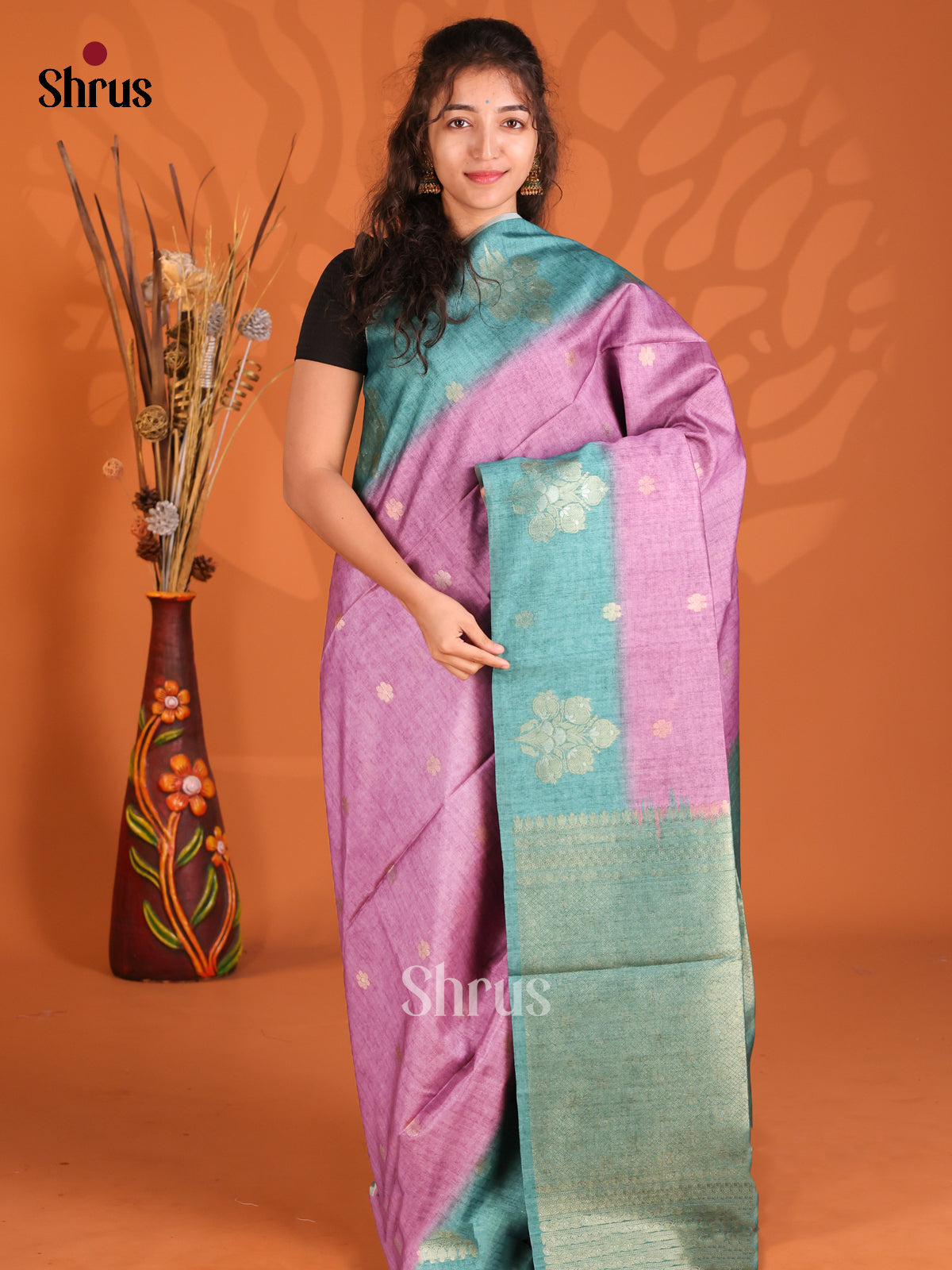 Lavender & Blue - Semi Tussar Saree - Shop on Shrus.com