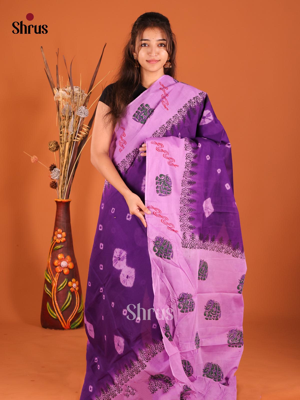 DFS06684 - Cotton Saree - Shop on Shrus.com