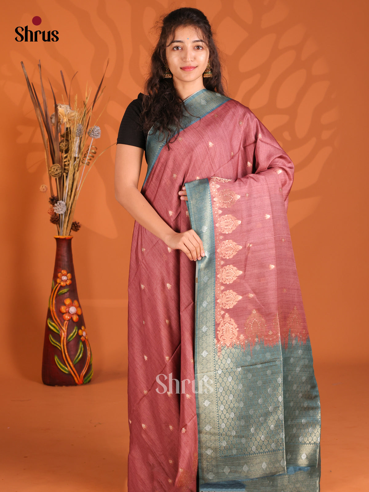 Arakku maroon & Blue - Semi Tussar Saree