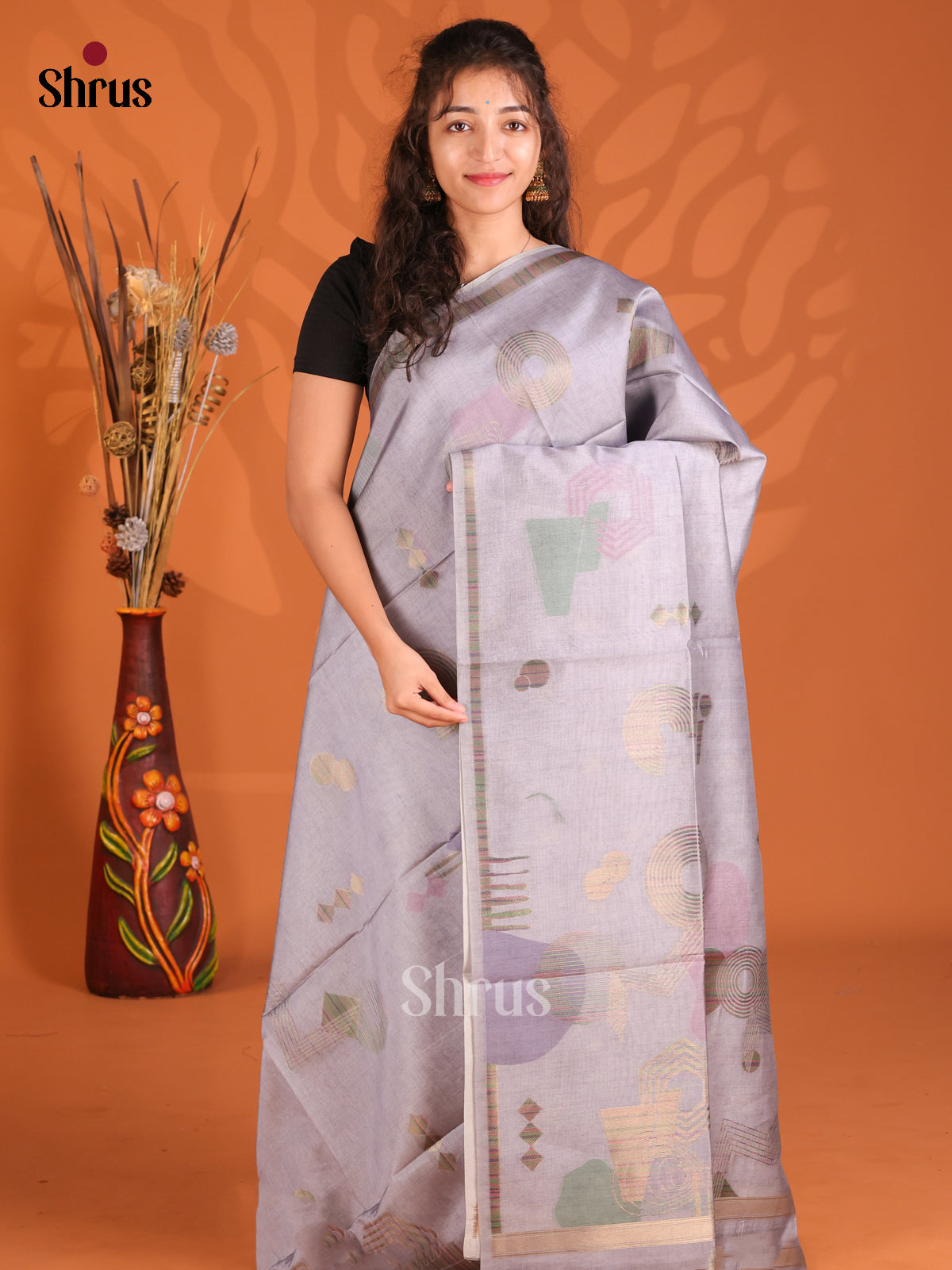 DFS06750 - Semi Tussar Saree - Shop on Shrus.com