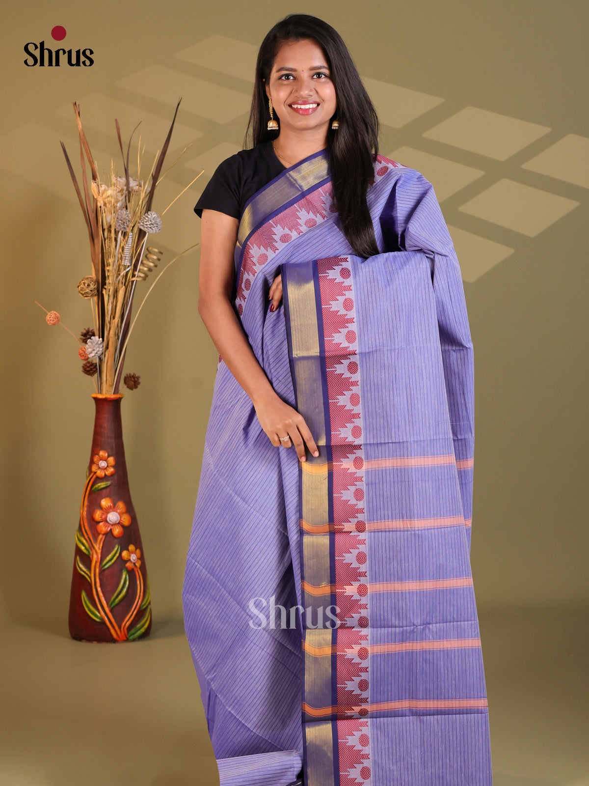 Lavender & Blue - South Cotton Saree - Shop on Shrus.com