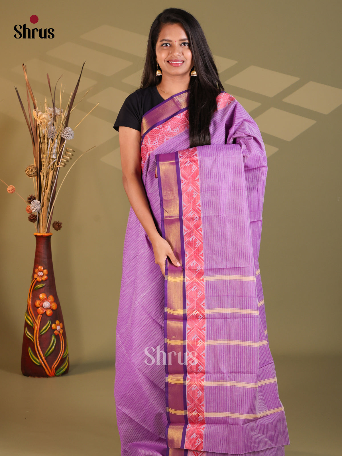 Lavender & Violet - South Cotton Saree - Shop on Shrus.com