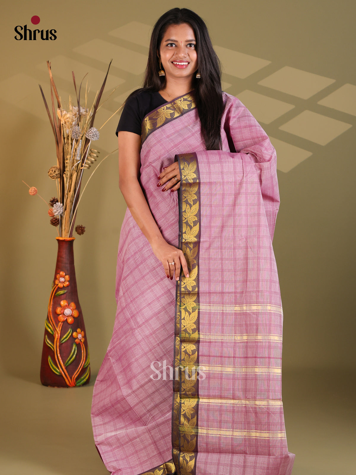 Lavender   - South Cotton Saree - Shop on Shrus.com