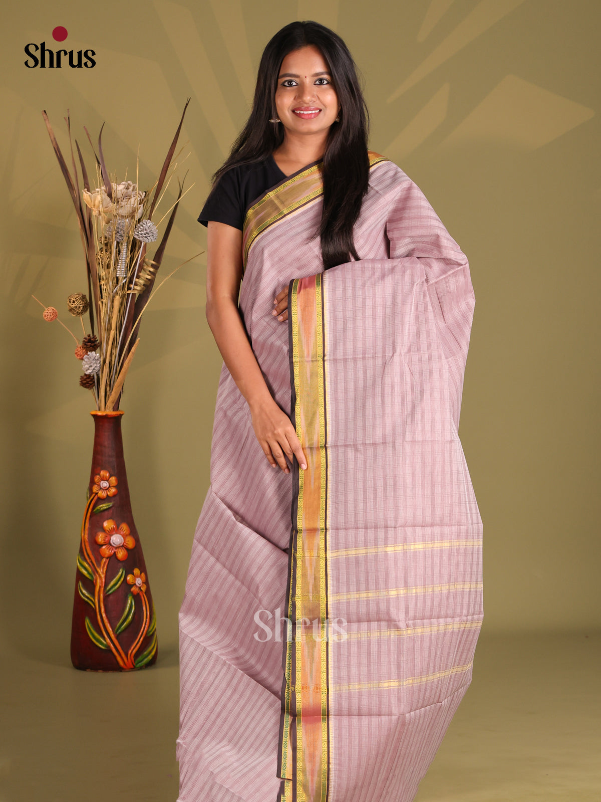 Grey - South Cotton Saree - Shop on Shrus.com