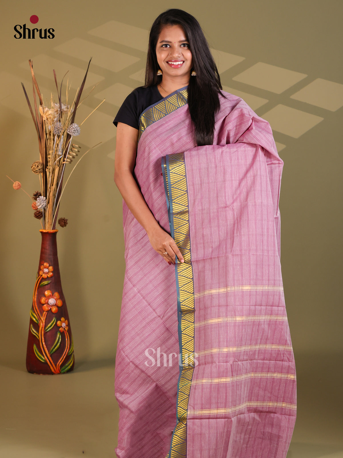 Lavender & Blue- South Cotton Saree - Shop on Shrus.com
