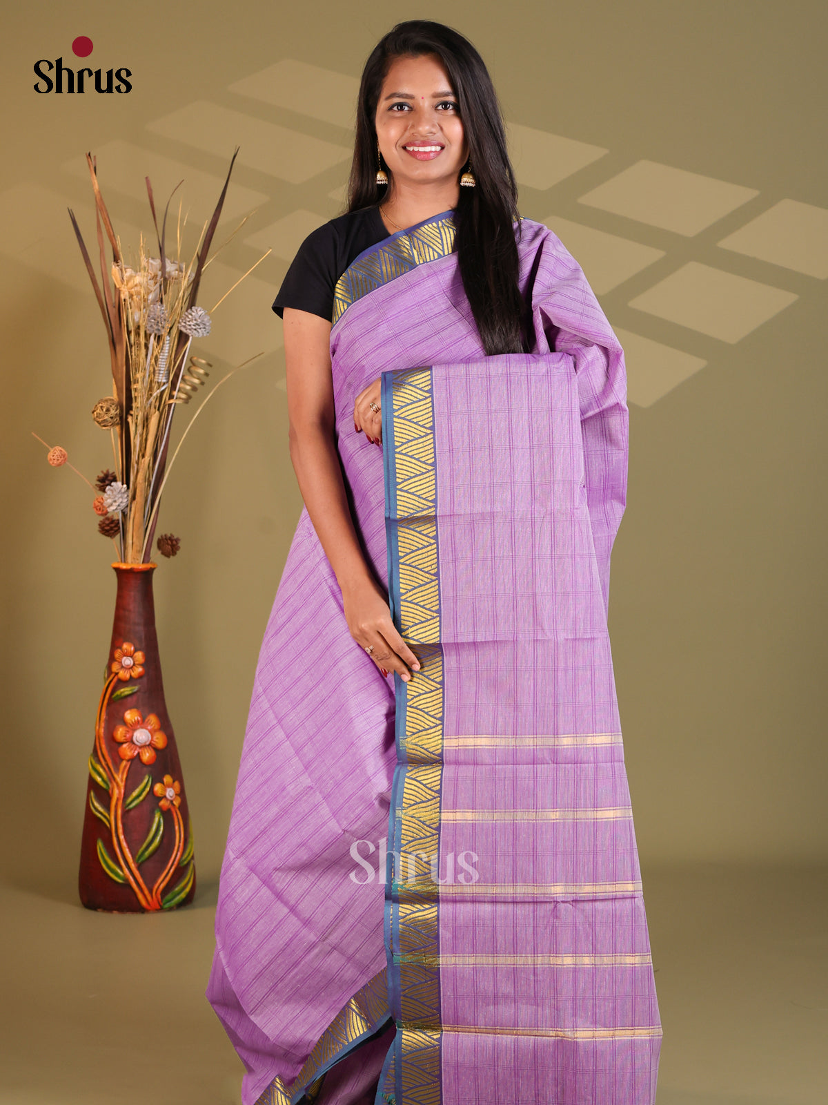 Lavender & Blue - South Cotton Saree - Shop on Shrus.com