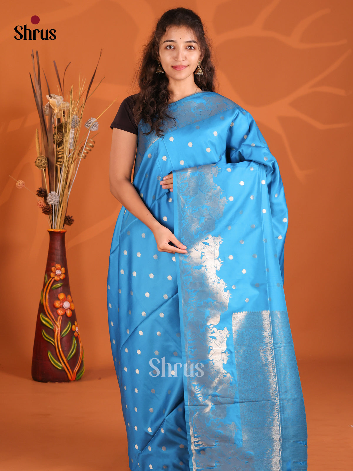 Blue - Semi Softsilk Saree
