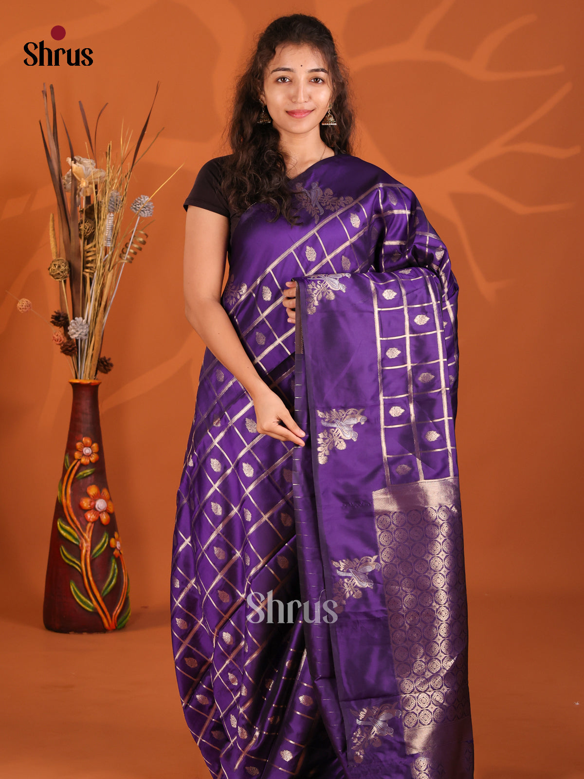 Violet - Semi Softsilk Saree - Shop on Shrus.com