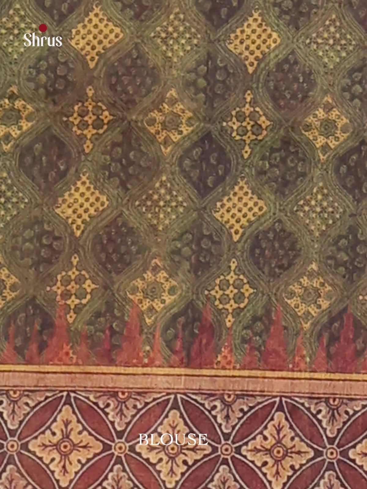 Green & Brown - Semi Kantha Saree - Shop on Shrus.com