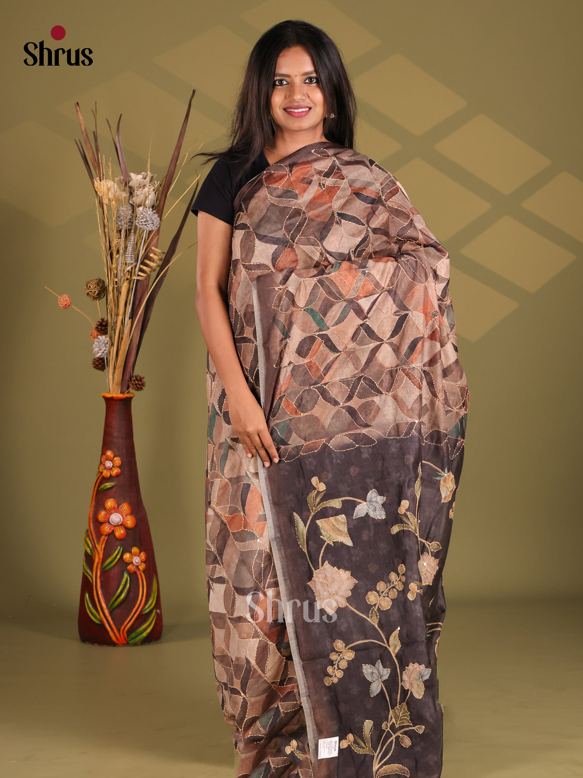 Brown  - Semi Kantha Saree