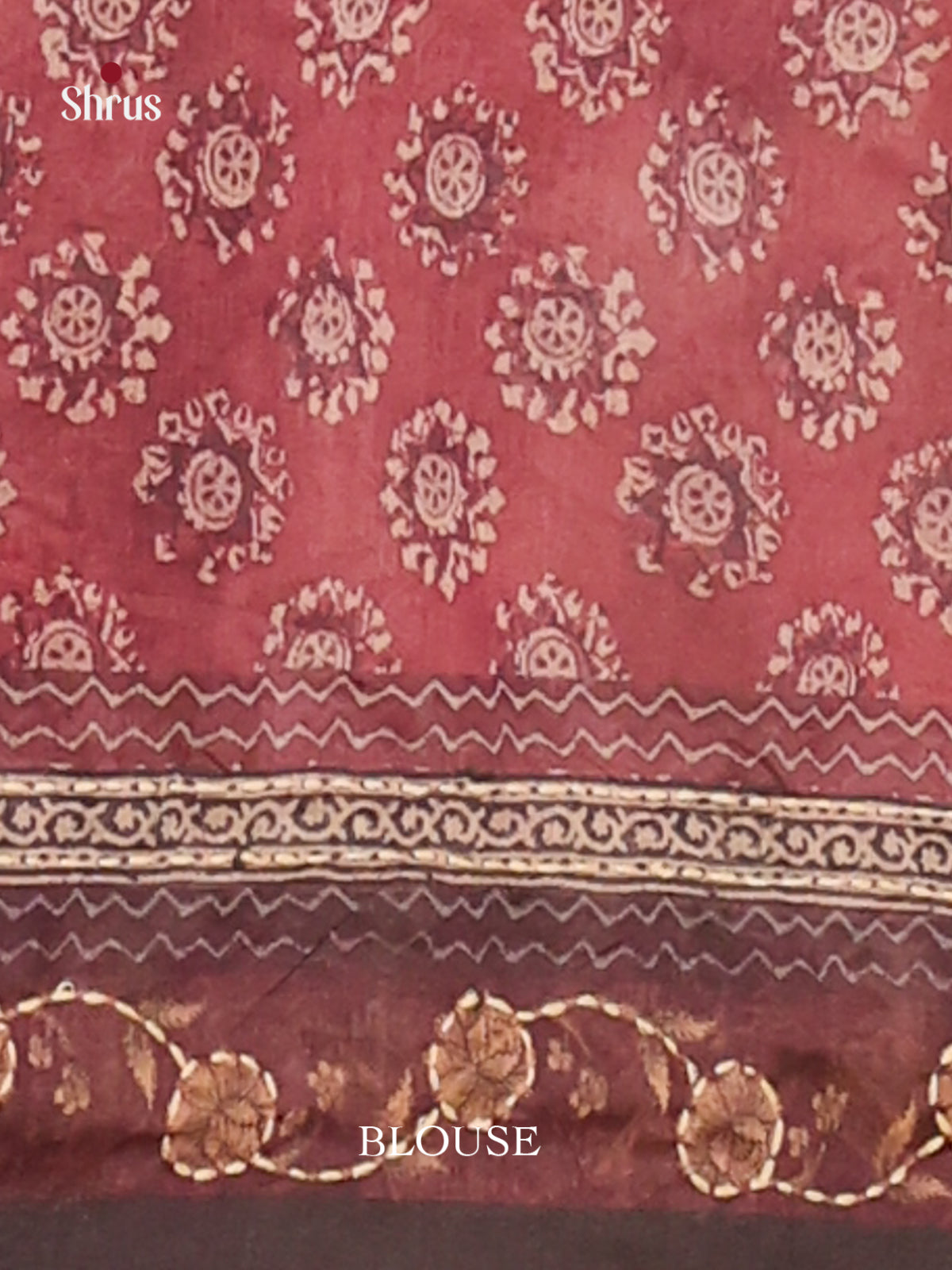 Maroon- Semi Kantha Saree - Shop on Shrus.com