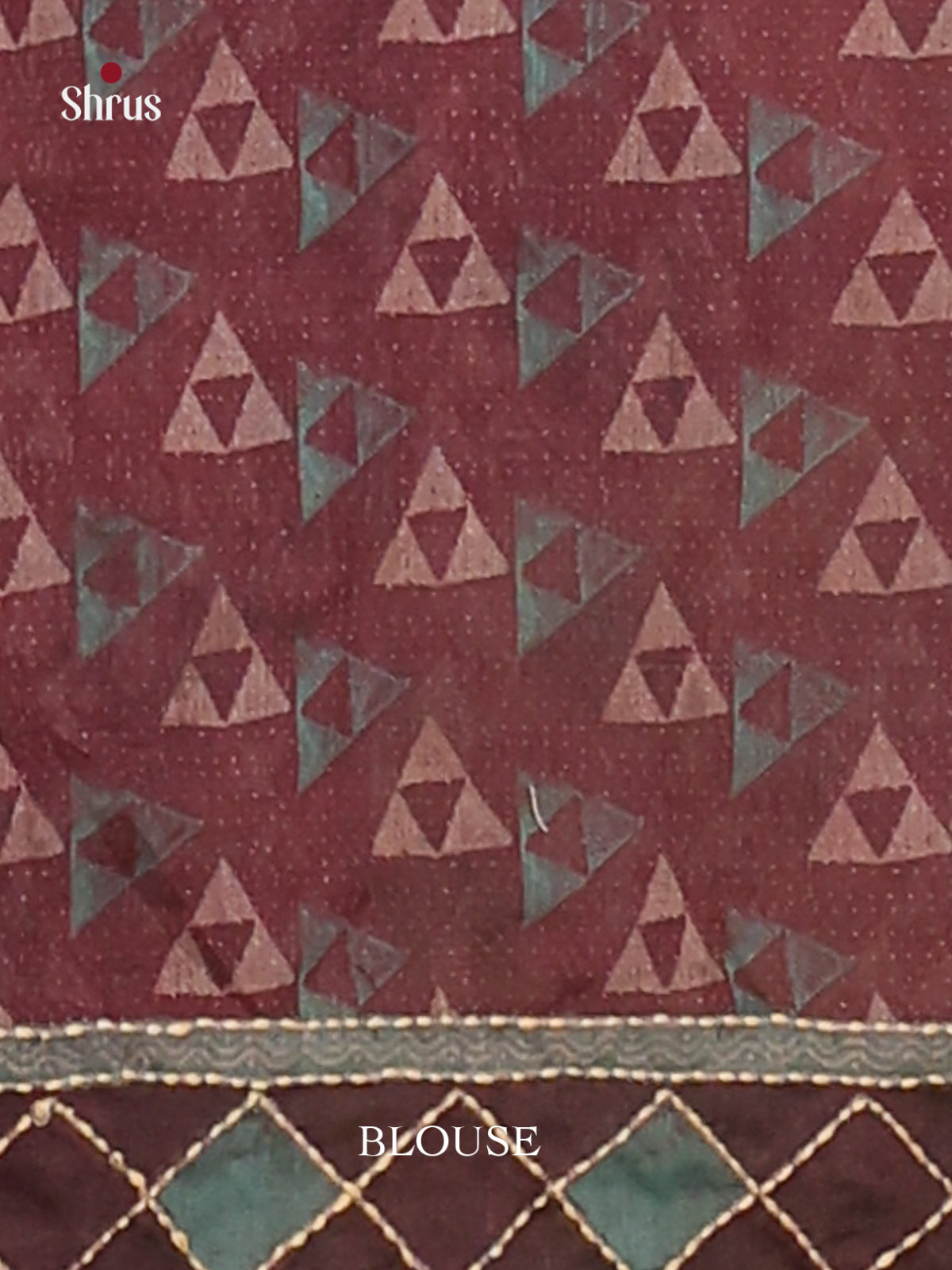 Maroon - Semi Kantha Saree - Shop on Shrus.com