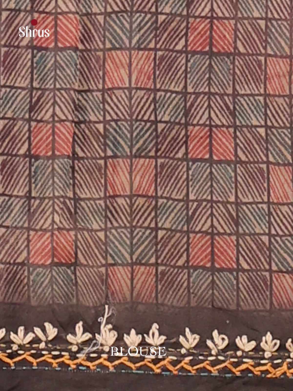 Cream & Brown - Semi Kantha Saree