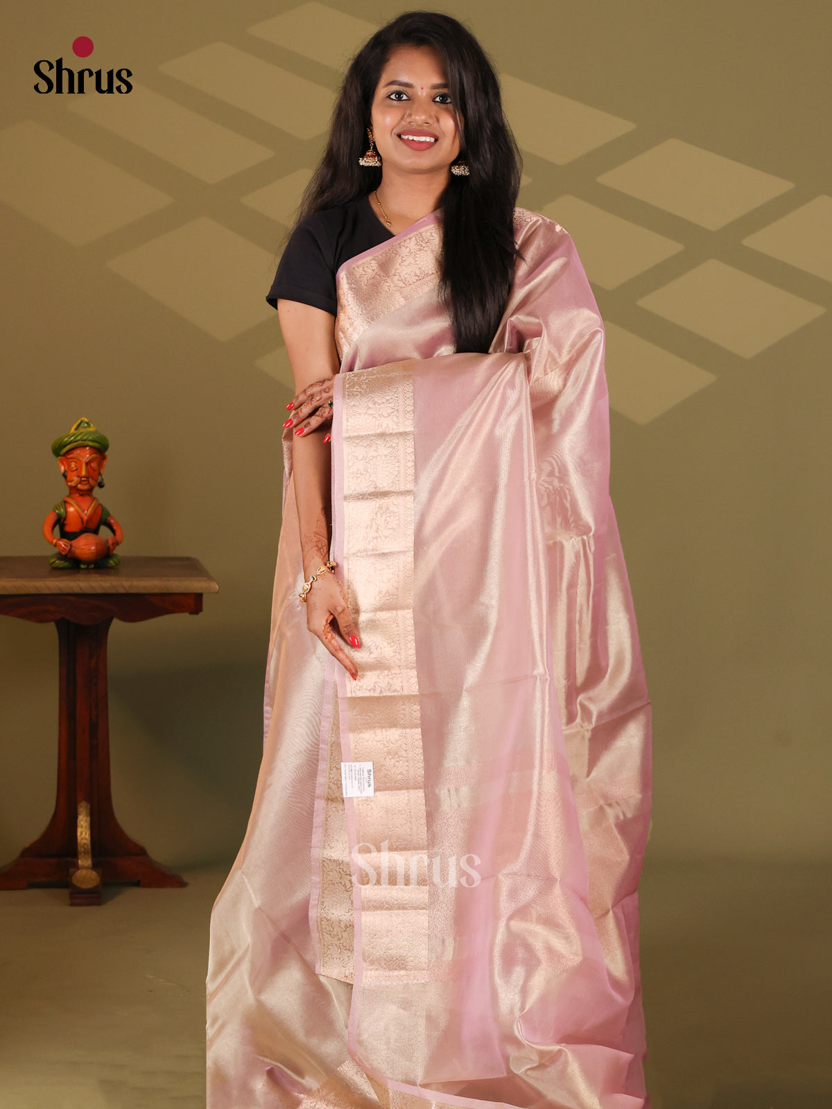 Lavender - Semi Tissue Saree - Shop on Shrus.com