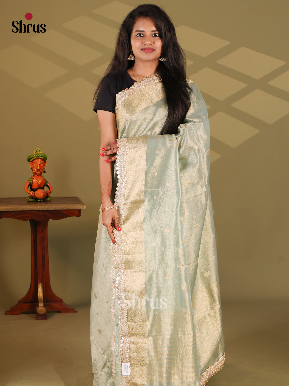 Ice Blue - Semi Tissue Saree