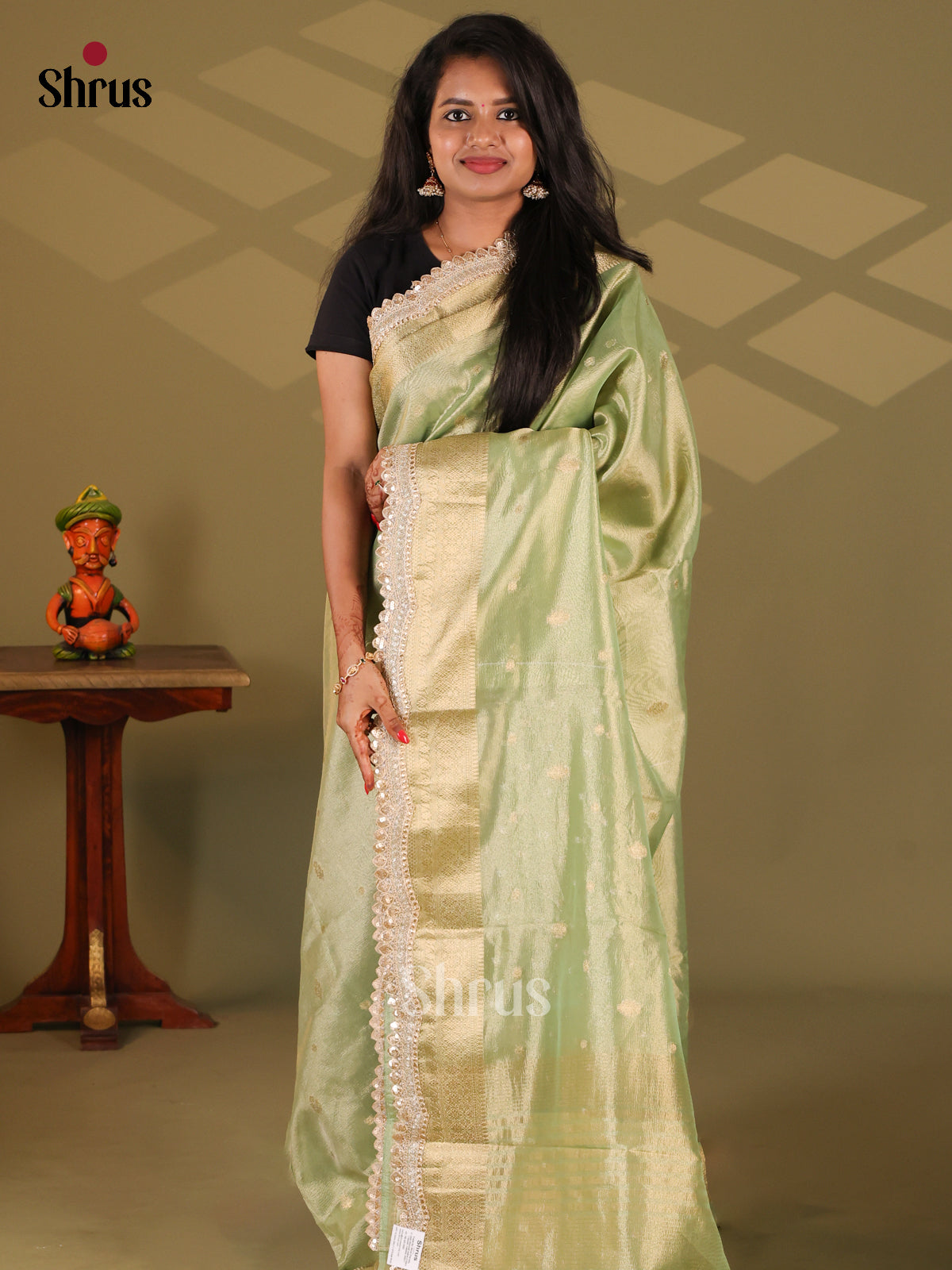 Green  - Semi Tissue Saree