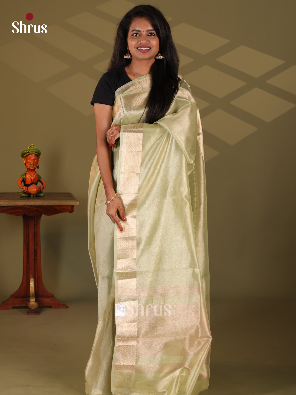 Green - Semi Tissue Saree