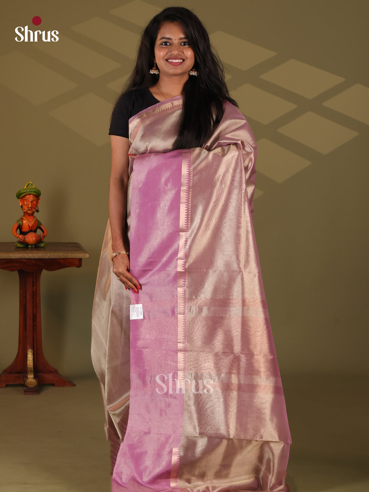 Lavender - Semi Tissue Saree - Shop on Shrus.com
