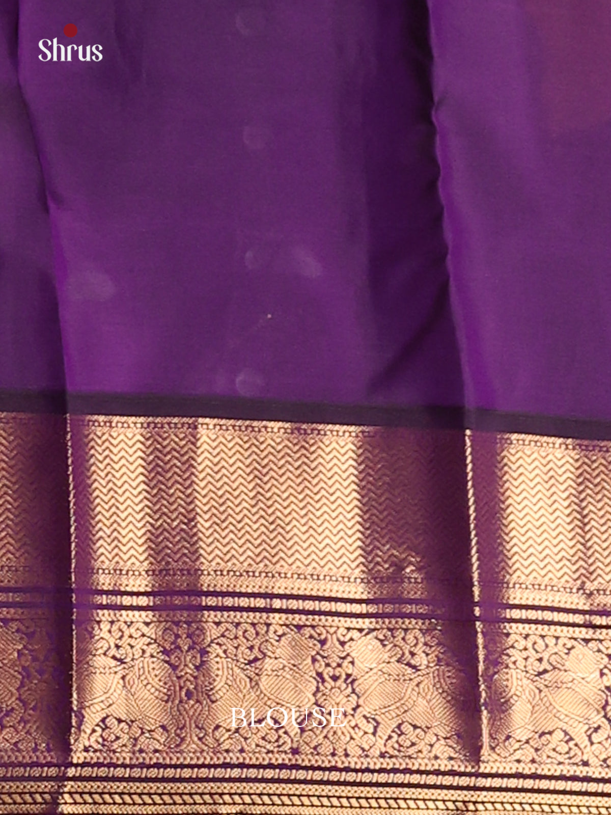Cream & Violet Kanchipuram silk Saree dazzles with gold zari floral buttas - Shop on Shrus.com