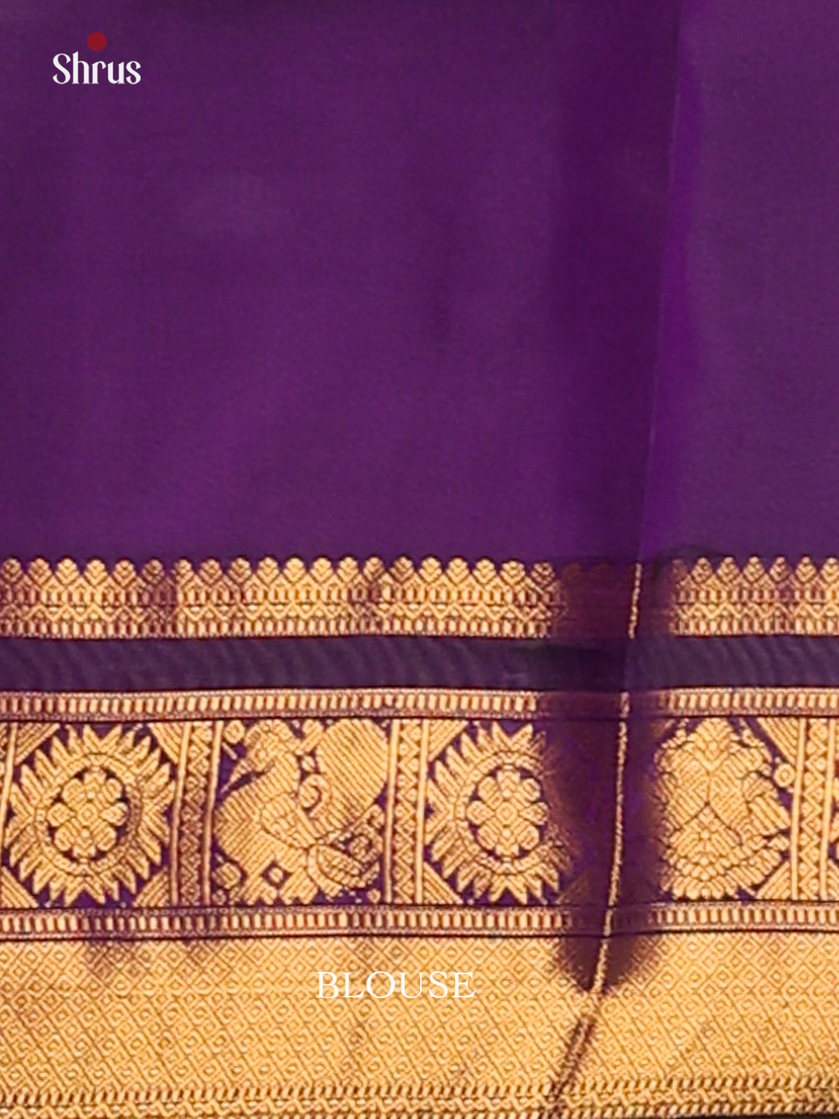 Pista Green and Violet Kanchipuram silk Saree with rich gold zari brocade pallu - Shop on Shrus.com