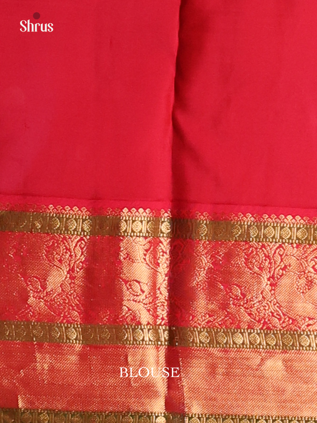 Black & Red Kanchipuram silk Saree with gold zari checks & silver peacock buttas