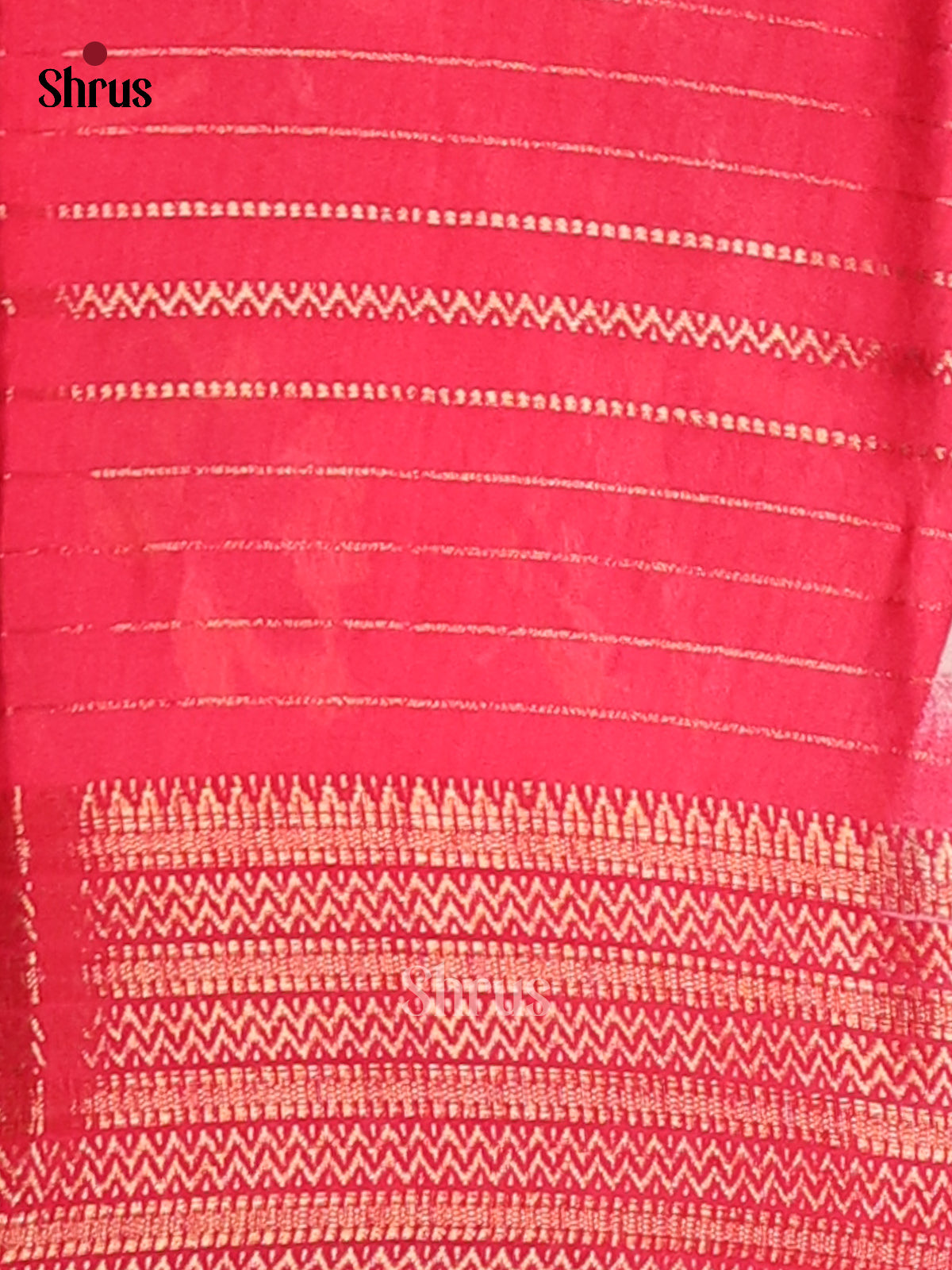 Cream & Red - Semi Mysoresilk Saree - Shop on Shrus.com