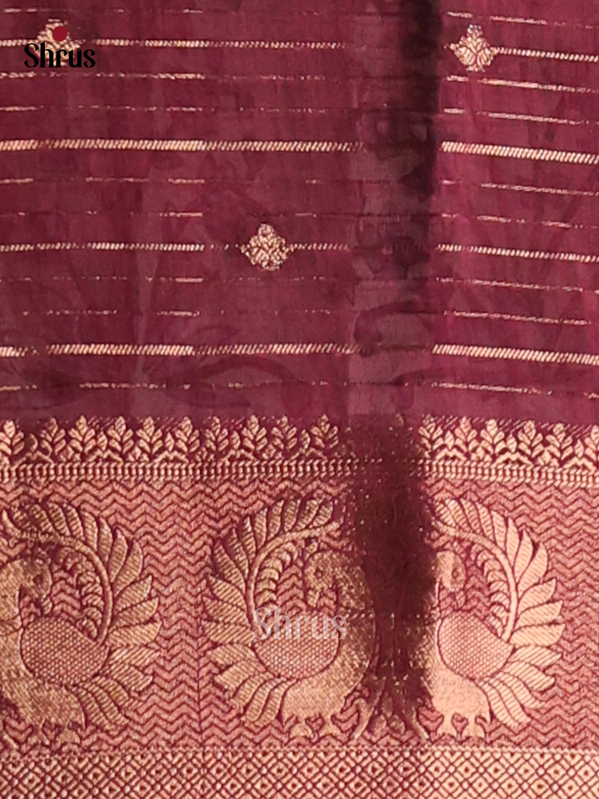 Maroon & Cream - Semi Mysoresilk Saree - Shop on Shrus.com