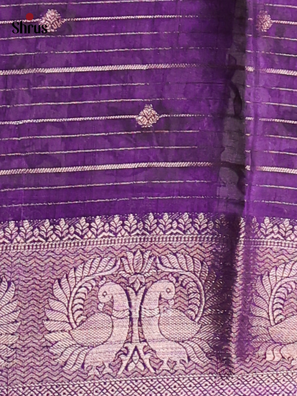 Violet & Cream - Semi Mysoresilk Saree - Shop on Shrus.com