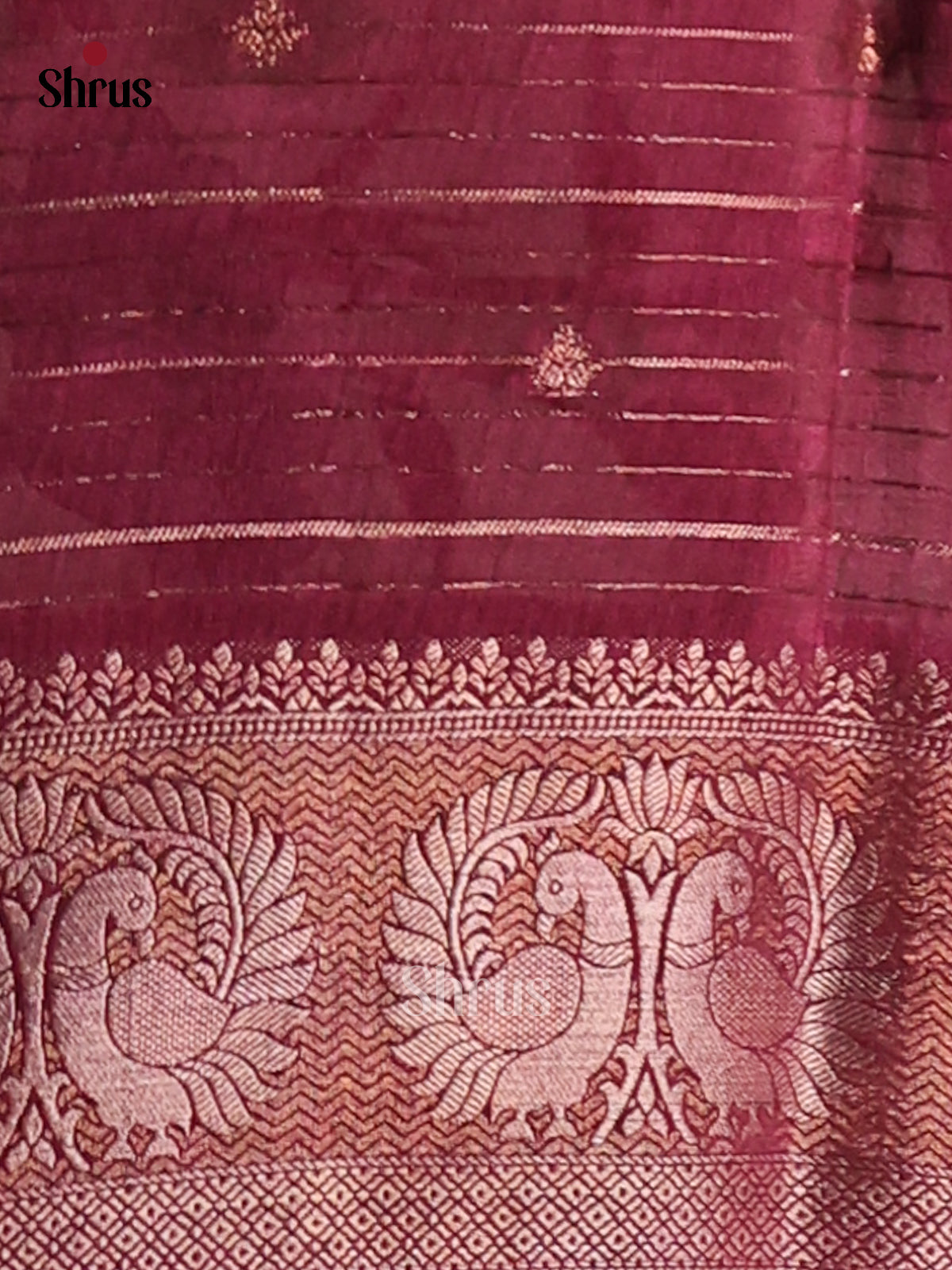Maroon & Cream - Semi Mysoresilk Saree - Shop on Shrus.com