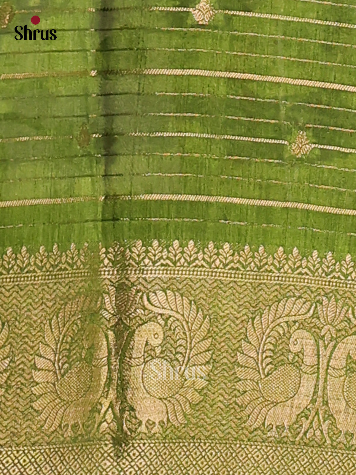 Green & Cream - Semi Mysoresilk Saree - Shop on Shrus.com
