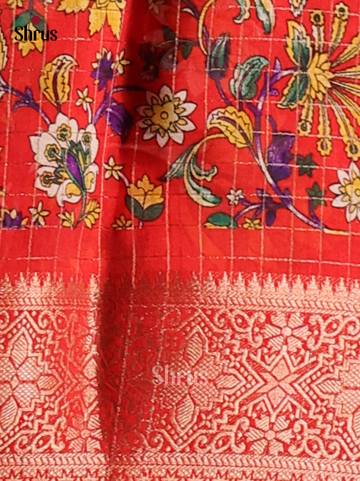 Purple & Red- Semi Dola silk Saree - Shop on Shrus.com