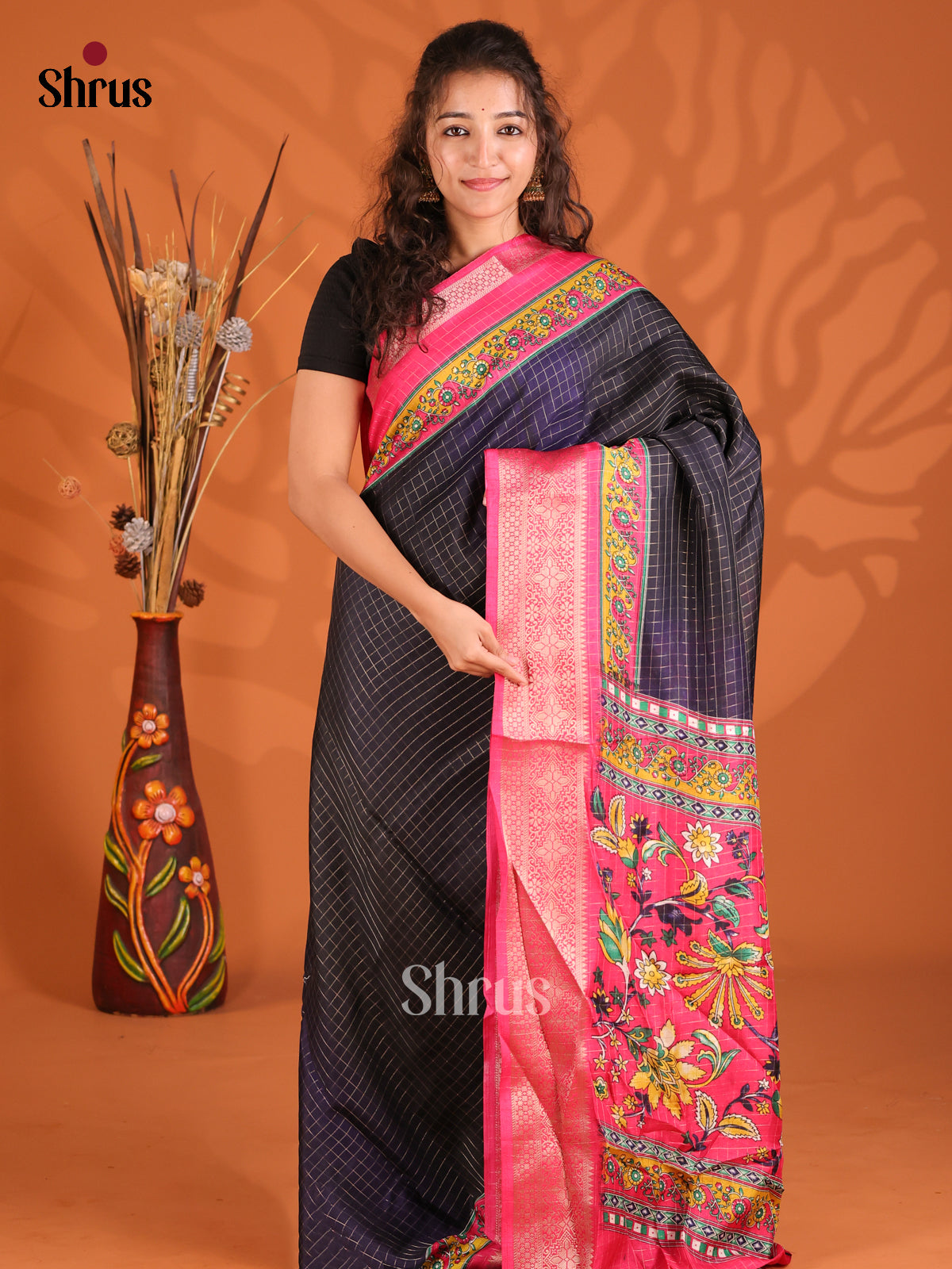 Violet & Pink- Semi Dola silk Saree - Shop on Shrus.com