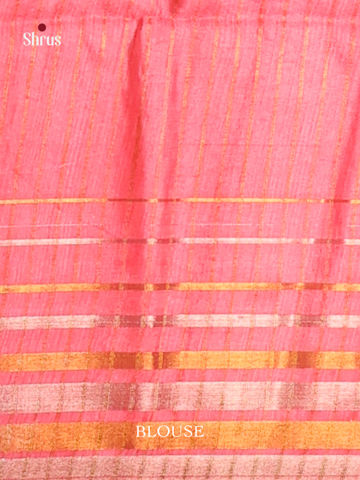 Cream , Black & Orangish Pink - Champa semitussar Saree - Shop on Shrus.com