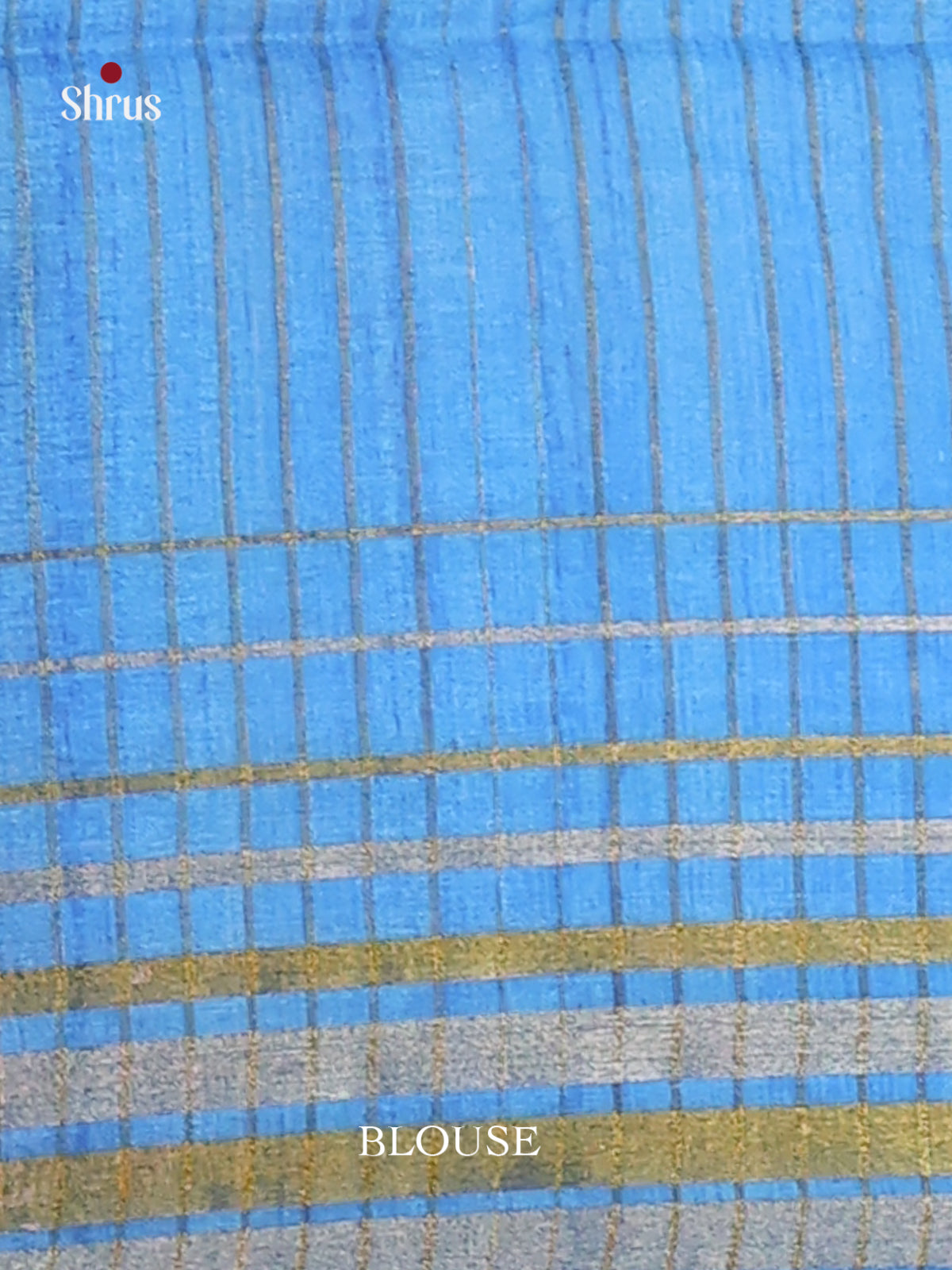 Cream, Black & Blue - Champa semitussar Saree