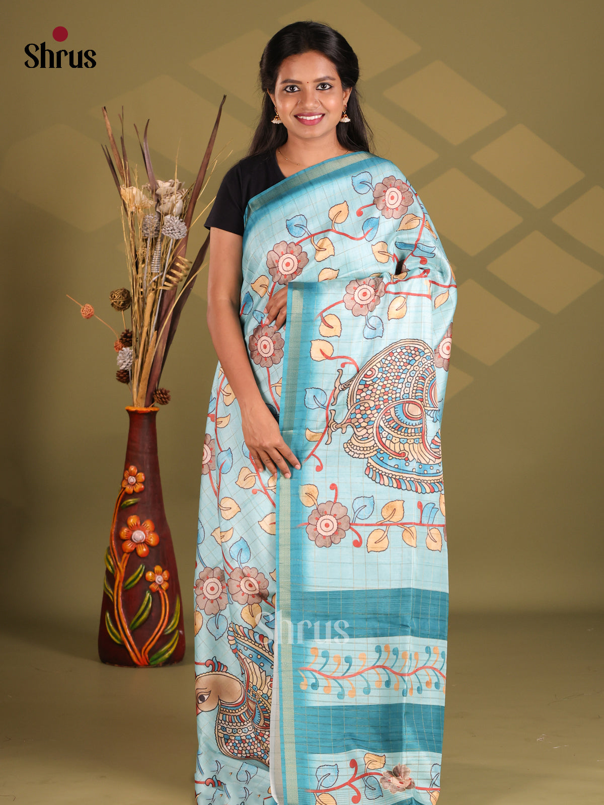 Blue - Champa semitussar Saree
