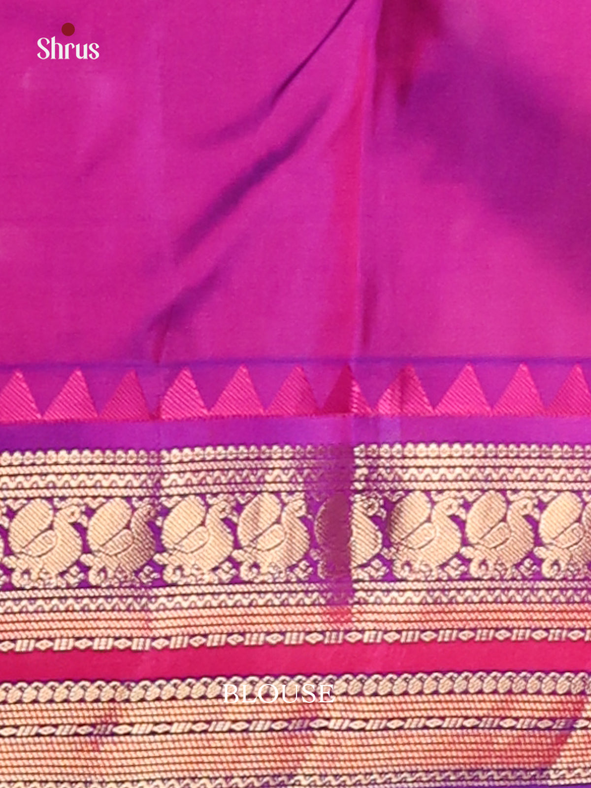 Pista Green & Purple Kanchipuram silk Saree with rich traditional zari border - Shop on Shrus.com