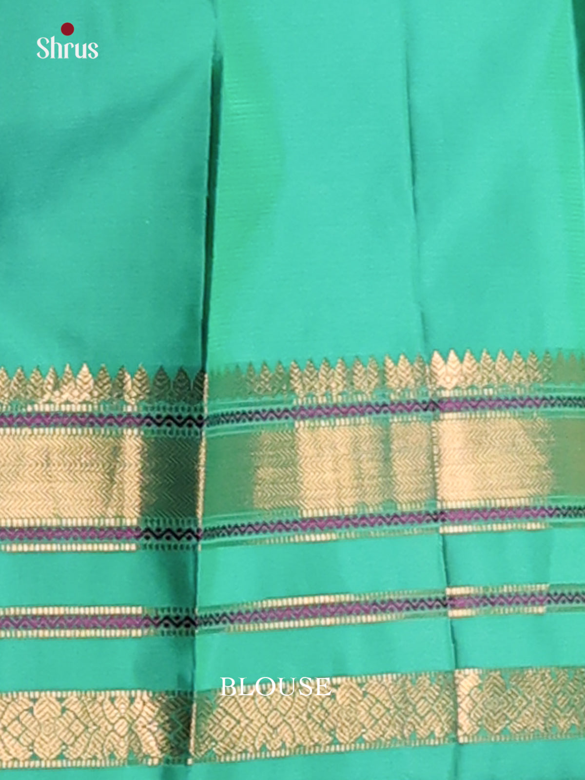 Pink & Teal Kanchipuram silk Saree with reattaipet zari border-2