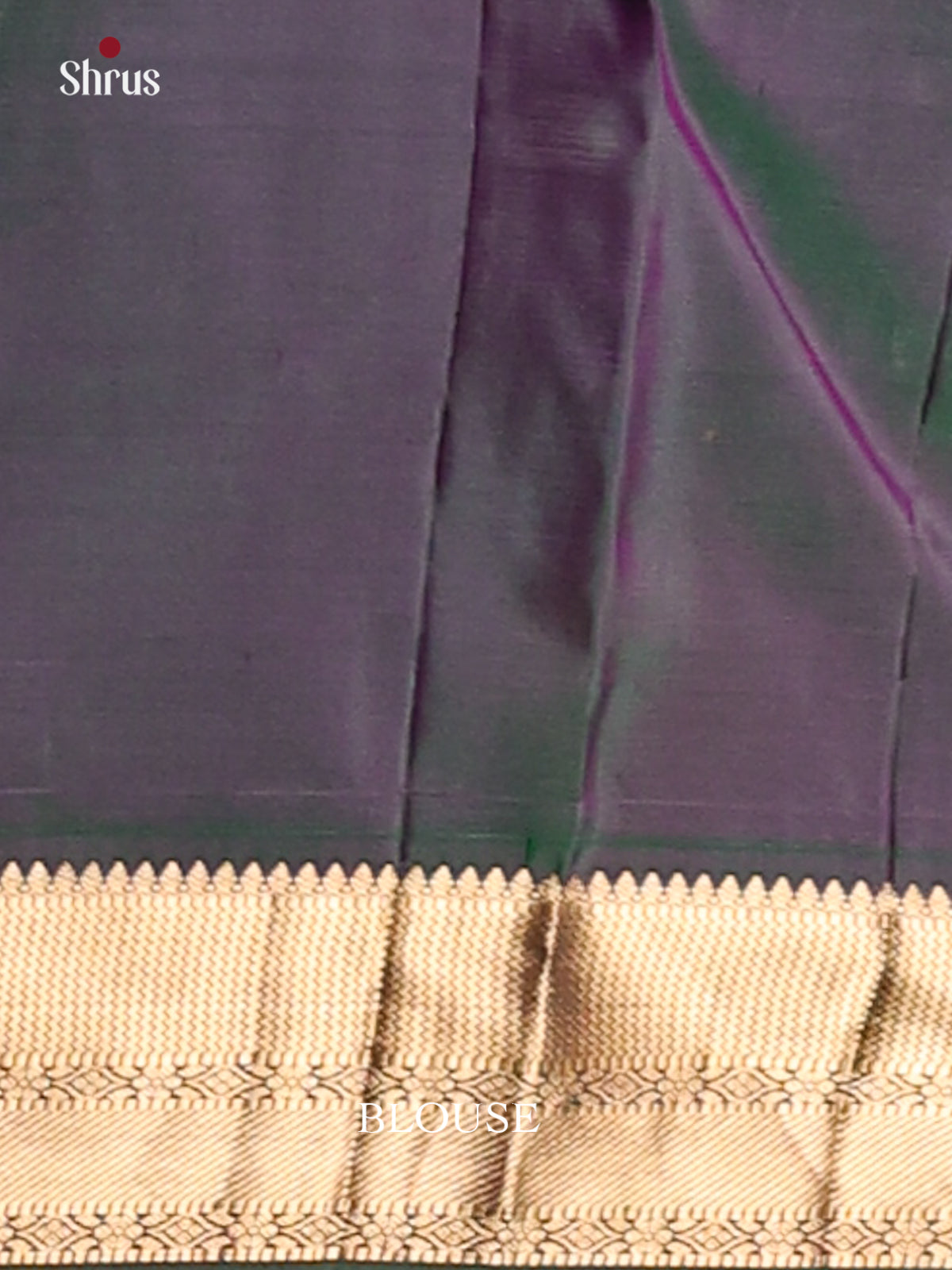Orangish Pink & Double Shaded Green  Kanchipuram silk Saree with rich zari border - Shop on Shrus.com