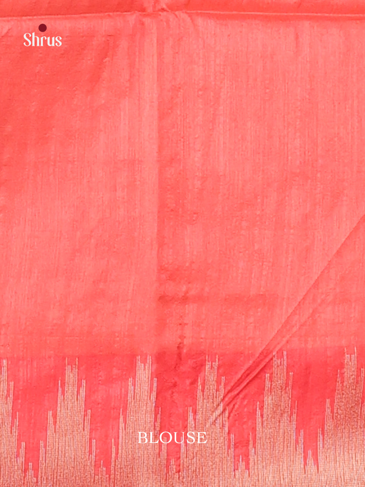 Cream & Orangish Pink - Semi Rawsilk Saree