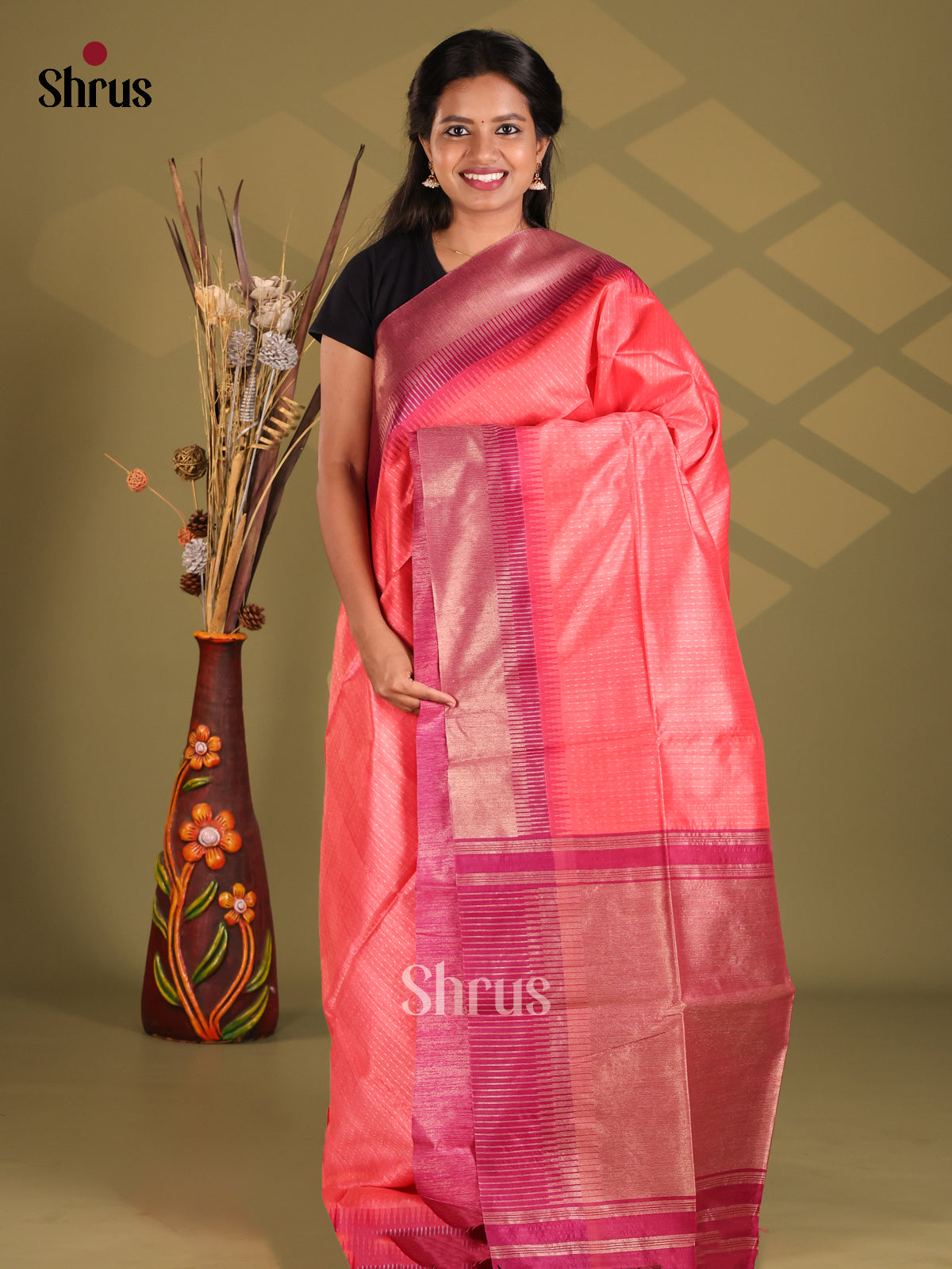 Pink & Purple - Champa semitussar Saree - Shop on Shrus.com