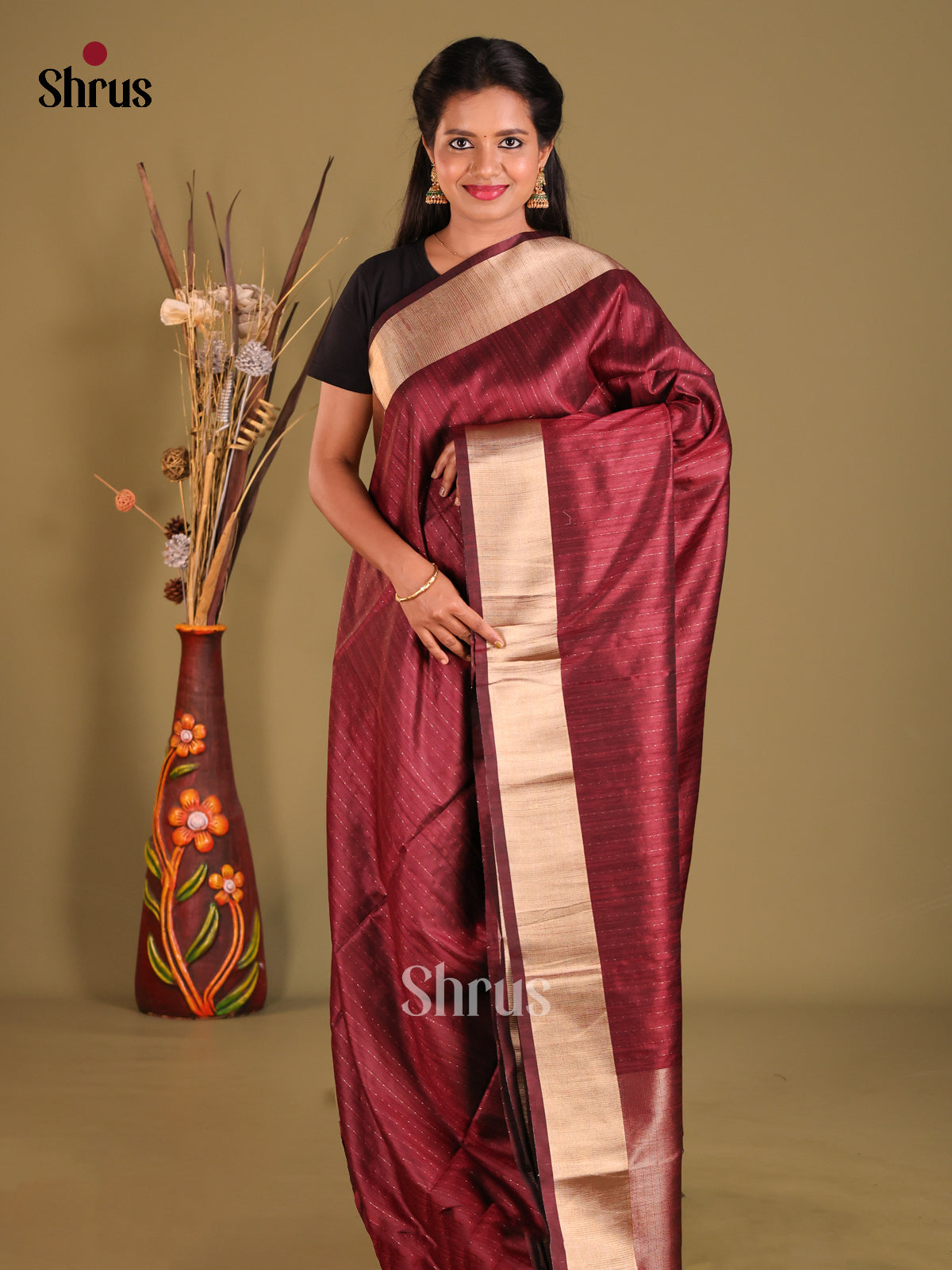 DFS11034 - Semi Rawsilk Saree - Shop on Shrus.com