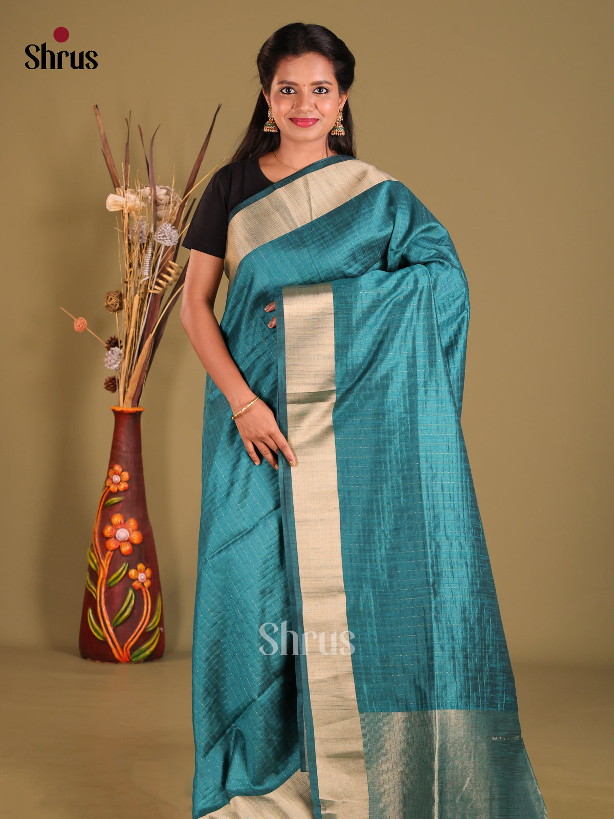 Blue - Semi Rawsilk Saree