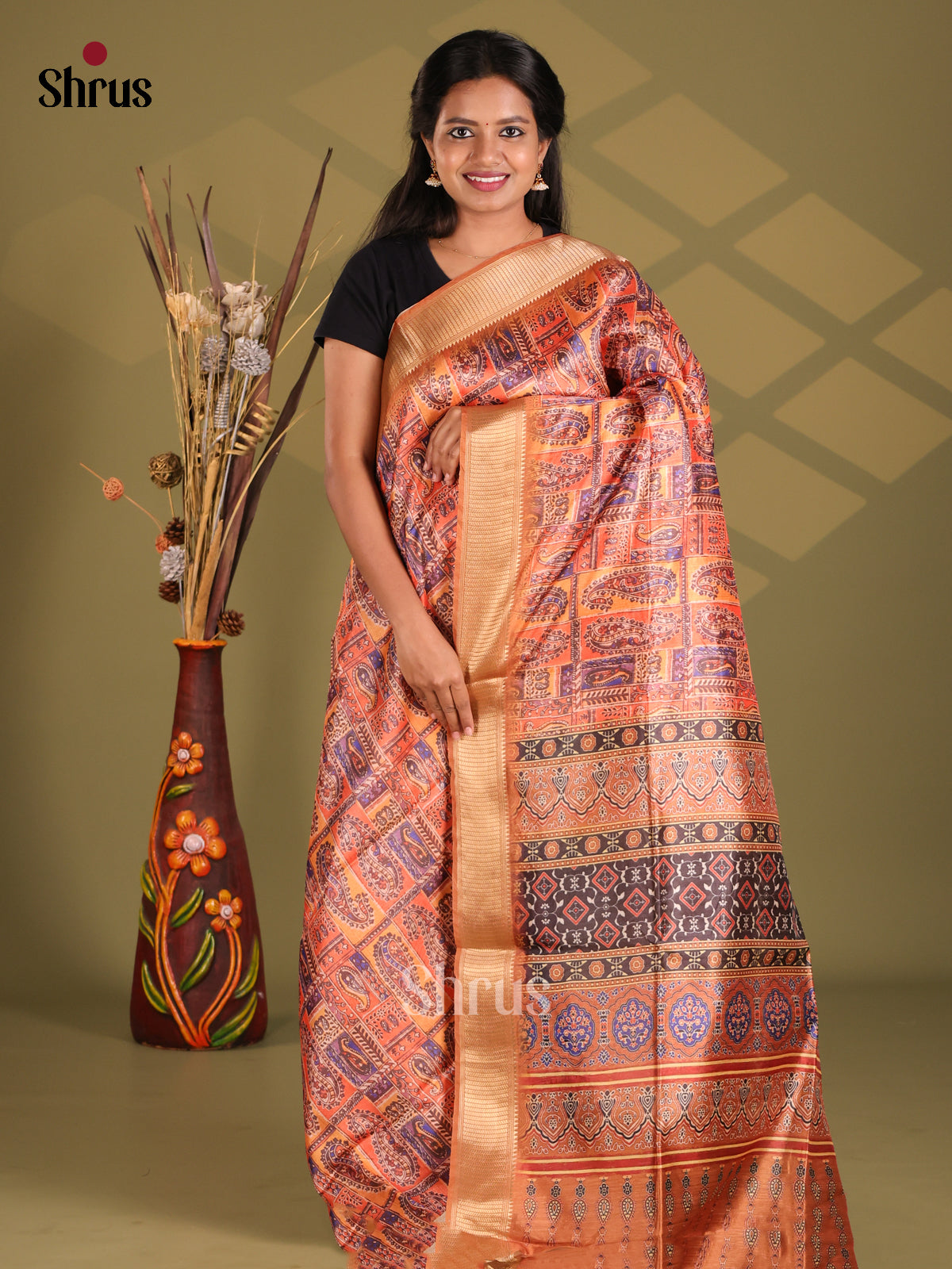 Brown - Champa semitussar Saree