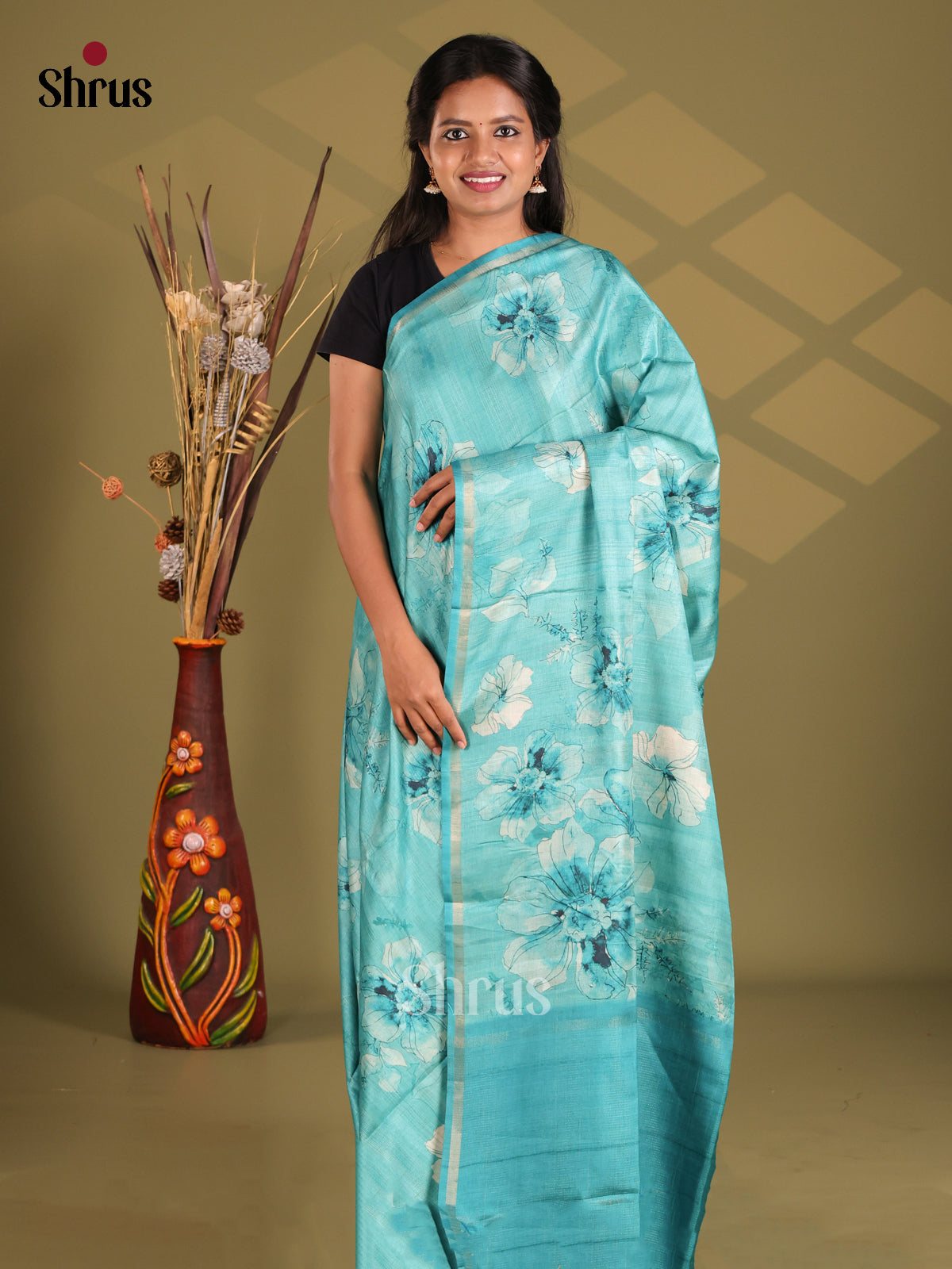 Blue - Champa semitussar Saree