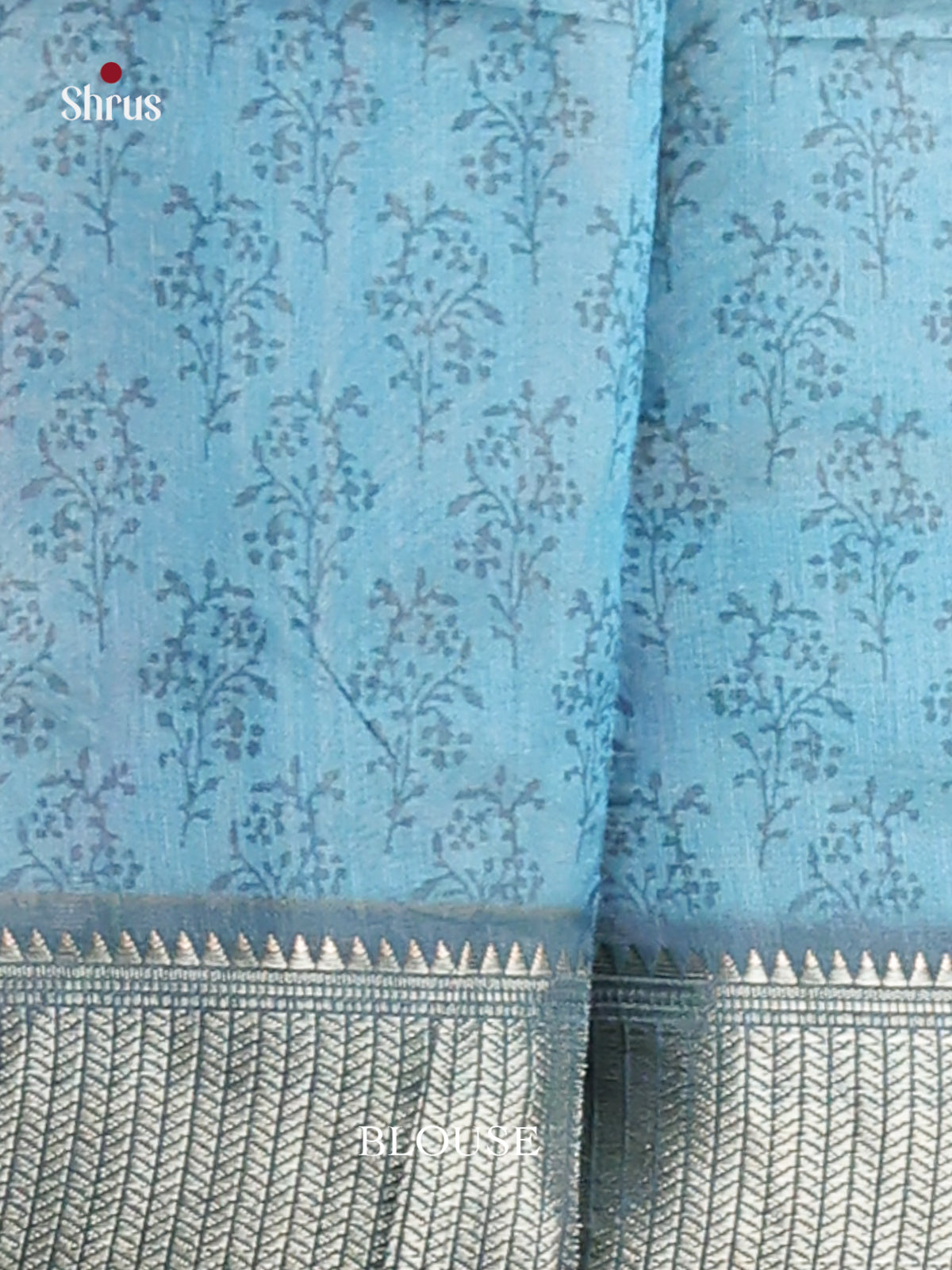 Cream & Blue - Champa semitussar Saree